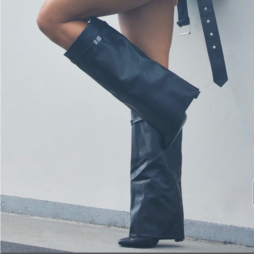 PLT black fold over boots